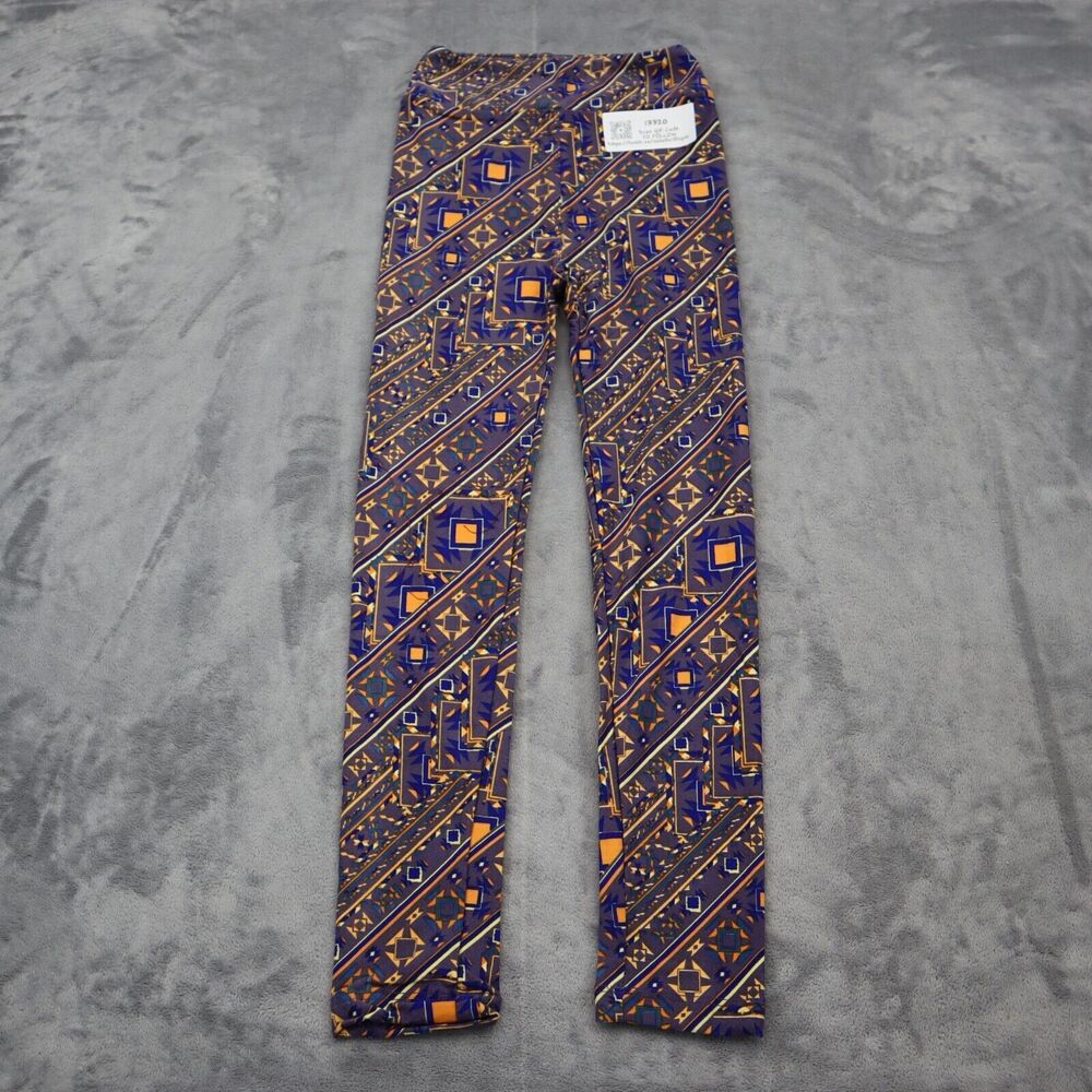 Lula Roe Pajama Pants Women X XL Blue Asymmetrical Colorful Leggings